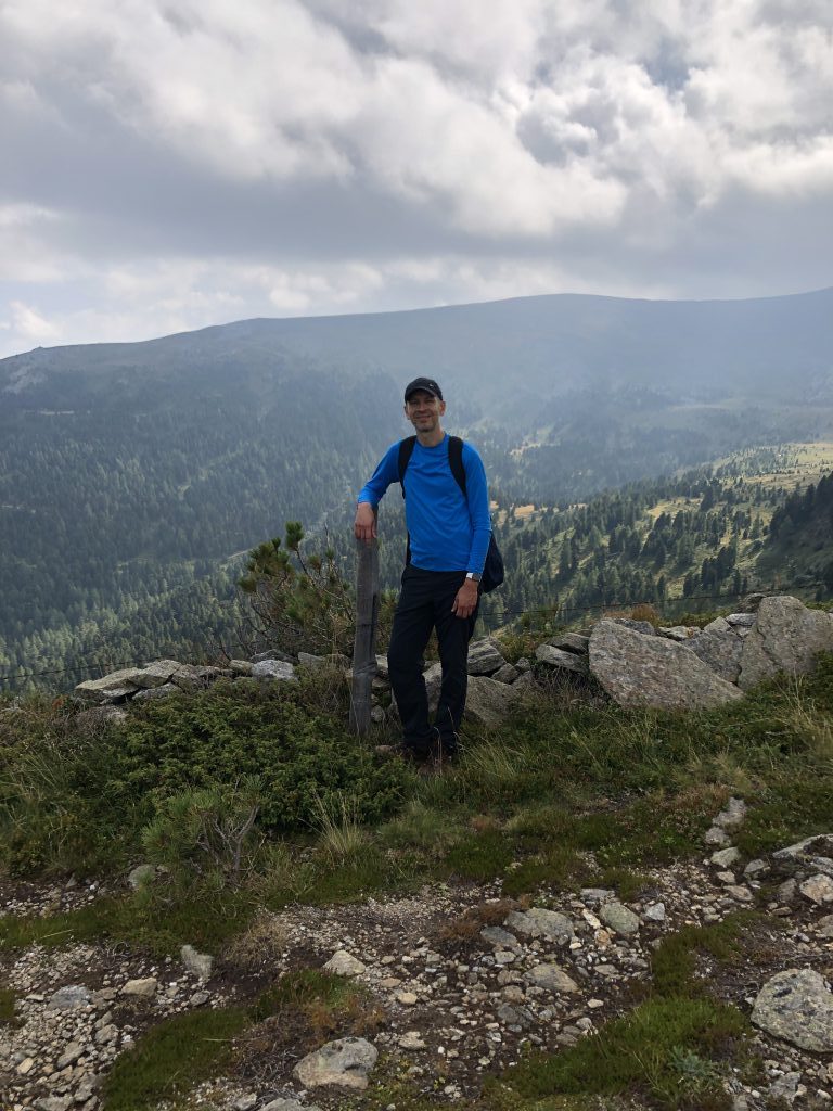 I love to go hiking with my son and enjoy the silence in the mountains.