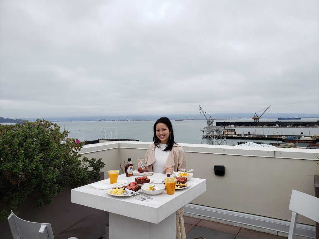 Celebrating my birthday on my boyfriend's roof. Lockdown was put in place just a few weeks before I was set to celebrate in LA, so the trip was replaced with my first Zoom party.