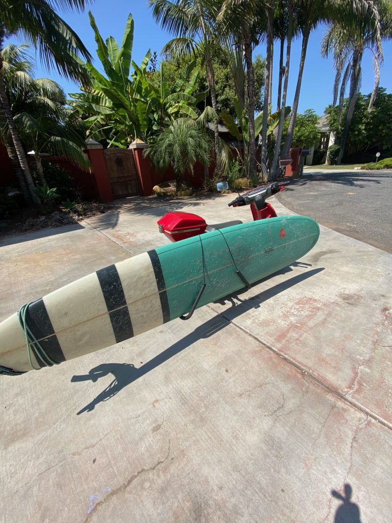 My scooter and surfboard